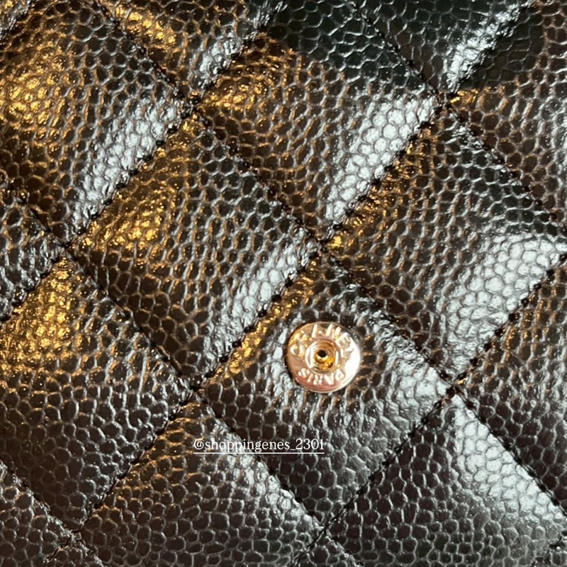 香奈兒 Chanel 經典款 黑銀中夾 荔枝牛皮-4