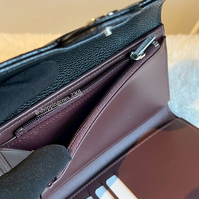 香奈兒 Chanel 經典款 黑銀中夾 荔枝牛皮-7