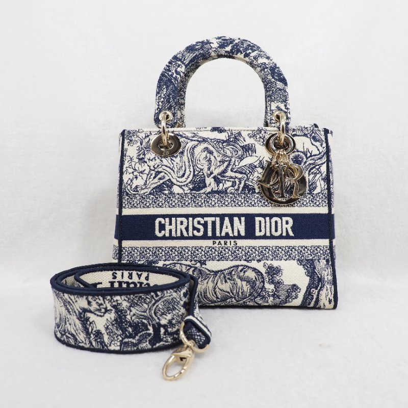 Dior Lady D-Lite Medium 迪奧戴妃包中號五格動物園刺繡款手提單肩包-5