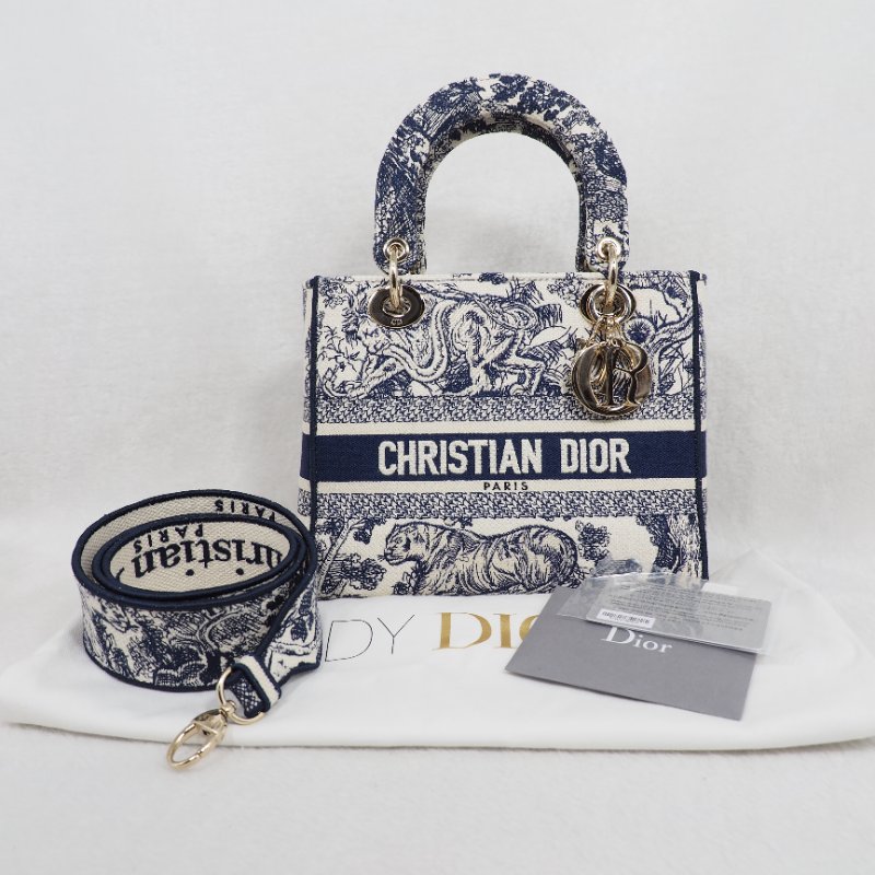 Dior Lady D-Lite Medium 迪奧戴妃包中號五格動物園刺繡款手提單肩包-7