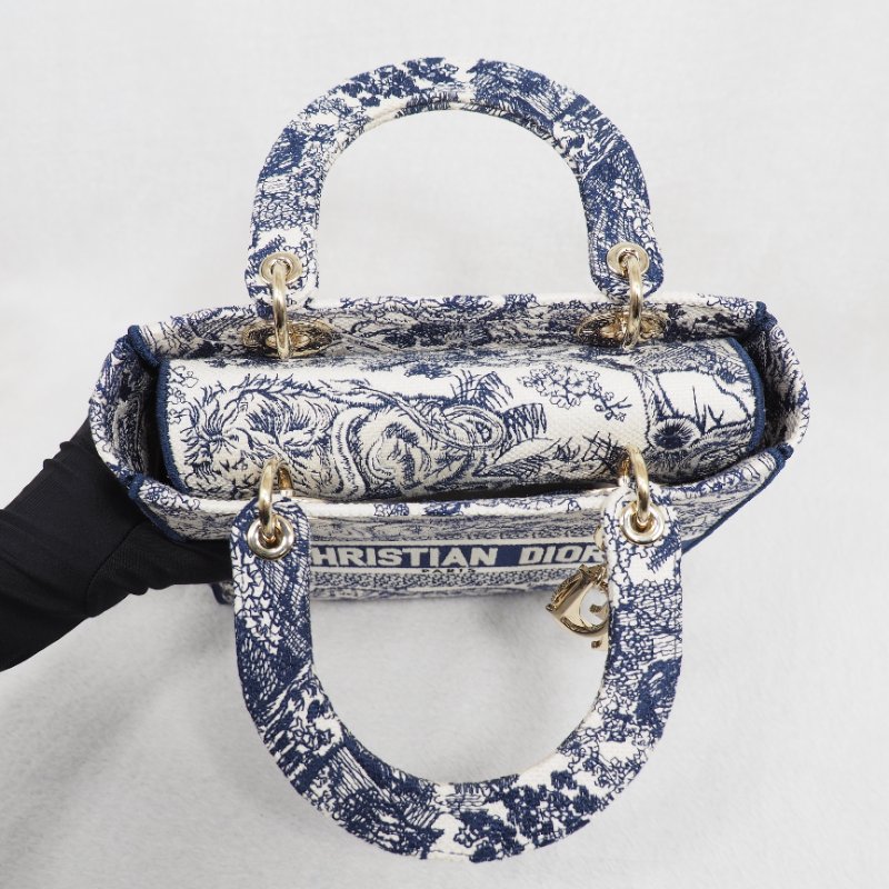 Dior Lady D-Lite Medium 迪奧戴妃包中號五格動物園刺繡款手提單肩包-16
