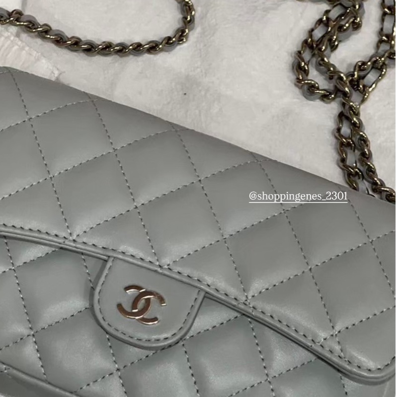 香奈兒 Chanel 手機包 灰藍色-7