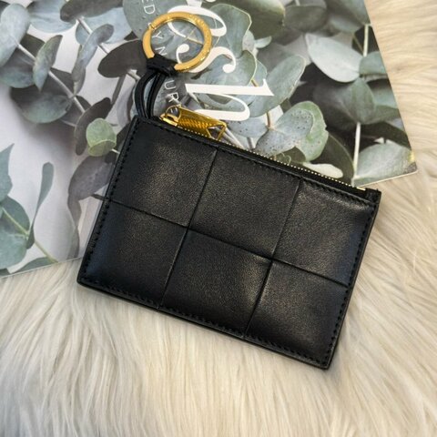 BV編織一字拉鍊卡包