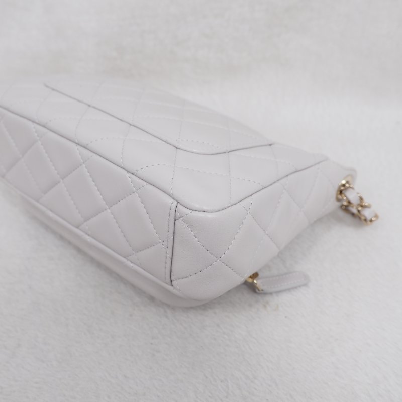 Chanel 25C Purse with chain 香奈兒淺灰色鏈條單肩包斜挎包相機包郵差包-14