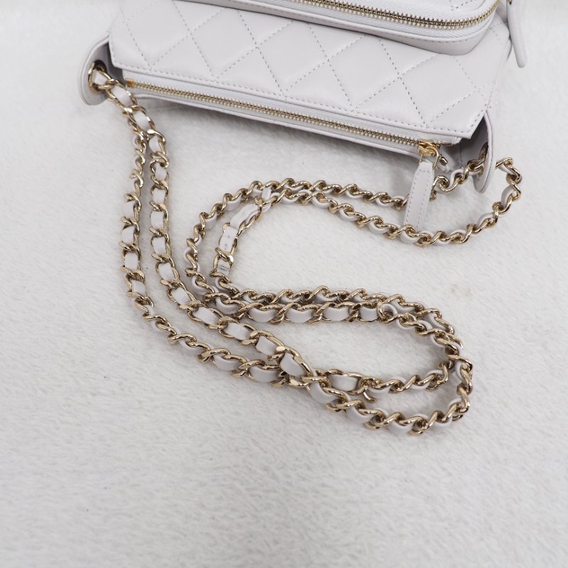 Chanel 25C Purse with chain 香奈兒淺灰色鏈條單肩包斜挎包相機包郵差包-20