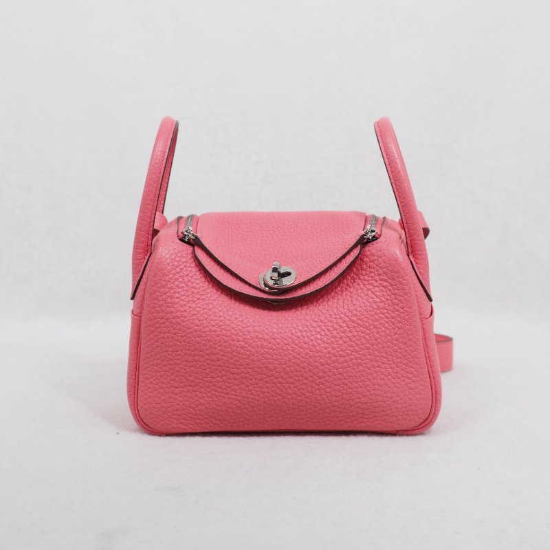 Hermes Mini Lindy 8W 愛馬仕唇膏粉杜鵑粉銀扣 一代 Z刻-1