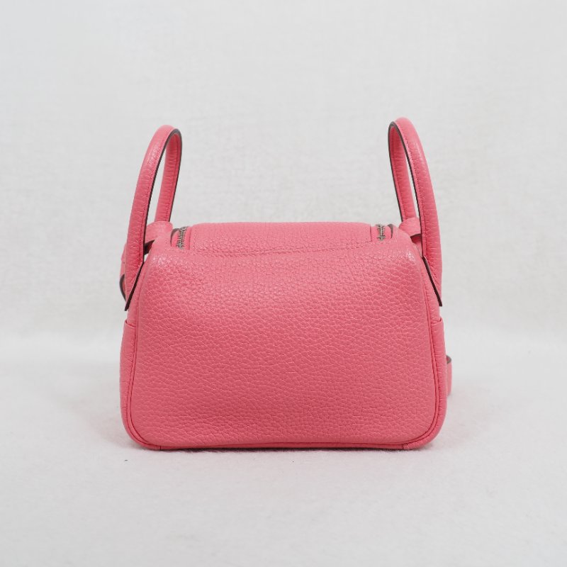 Hermes Mini Lindy 8W 愛馬仕唇膏粉杜鵑粉銀扣 一代 Z刻-7