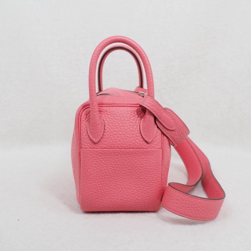 Hermes Mini Lindy 8W 愛馬仕唇膏粉杜鵑粉銀扣 一代 Z刻-9