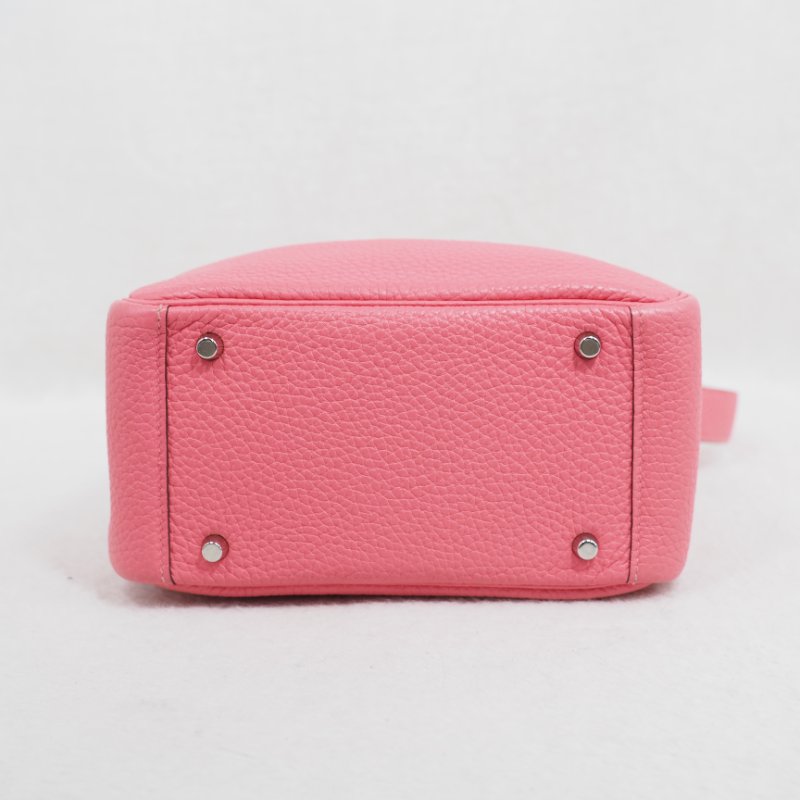 Hermes Mini Lindy 8W 愛馬仕唇膏粉杜鵑粉銀扣 一代 Z刻-10