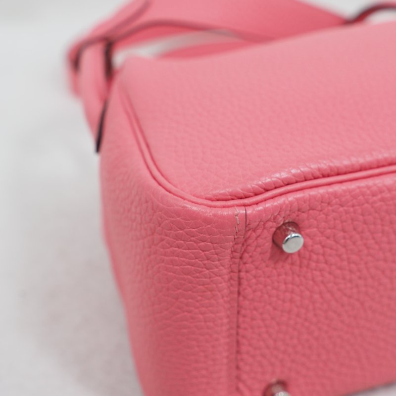 Hermes Mini Lindy 8W 愛馬仕唇膏粉杜鵑粉銀扣 一代 Z刻-13