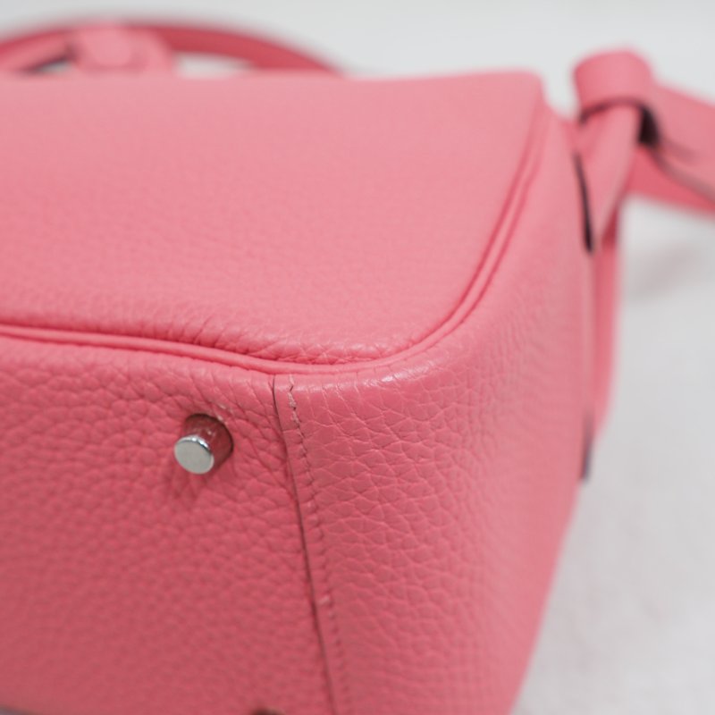 Hermes Mini Lindy 8W 愛馬仕唇膏粉杜鵑粉銀扣 一代 Z刻-14