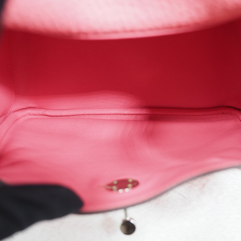 Hermes Mini Lindy 8W 愛馬仕唇膏粉杜鵑粉銀扣 一代 Z刻-17