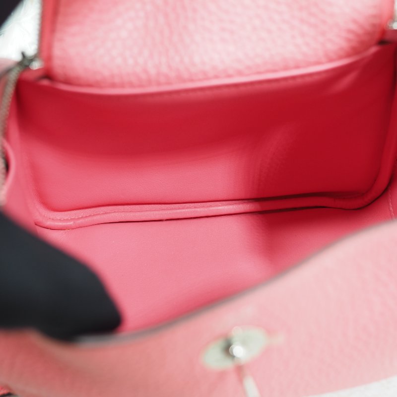 Hermes Mini Lindy 8W 愛馬仕唇膏粉杜鵑粉銀扣 一代 Z刻-18