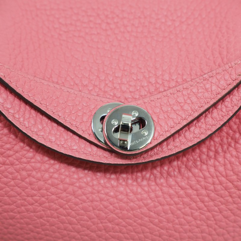 Hermes Mini Lindy 8W 愛馬仕唇膏粉杜鵑粉銀扣 一代 Z刻-23