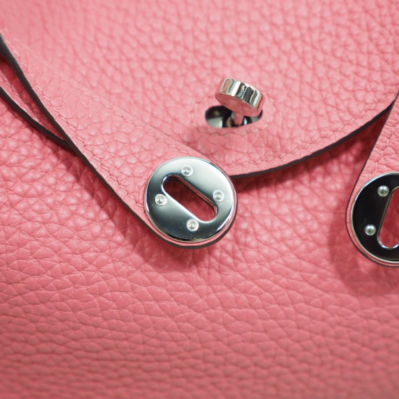 Hermes Mini Lindy 8W 愛馬仕唇膏粉杜鵑粉銀扣 一代 Z刻-25