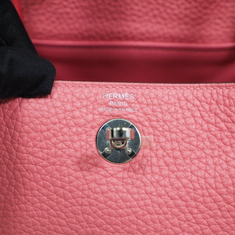 Hermes Mini Lindy 8W 愛馬仕唇膏粉杜鵑粉銀扣 一代 Z刻-26