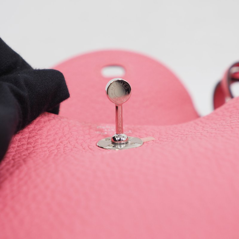 Hermes Mini Lindy 8W 愛馬仕唇膏粉杜鵑粉銀扣 一代 Z刻-27