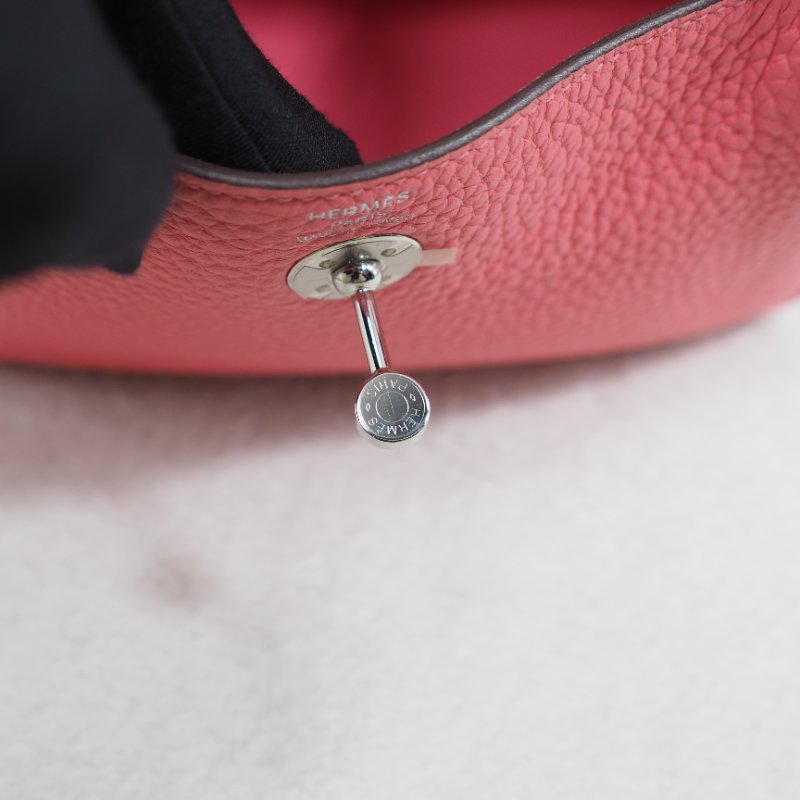 Hermes Mini Lindy 8W 愛馬仕唇膏粉杜鵑粉銀扣 一代 Z刻-28