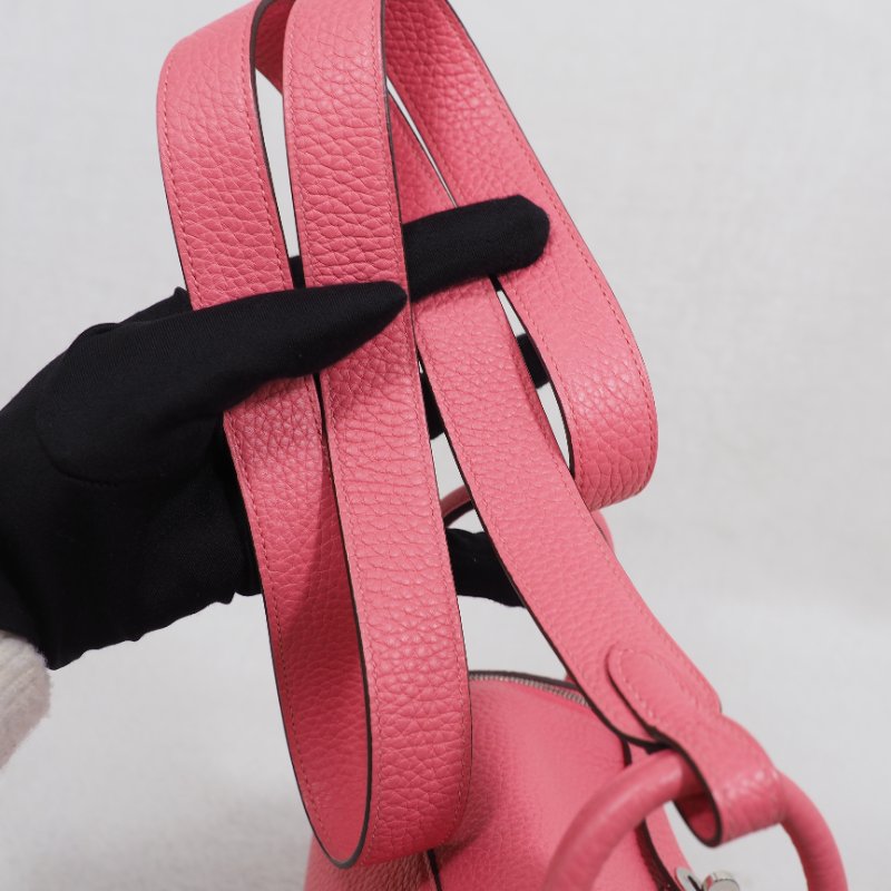 Hermes Mini Lindy 8W 愛馬仕唇膏粉杜鵑粉銀扣 一代 Z刻-30