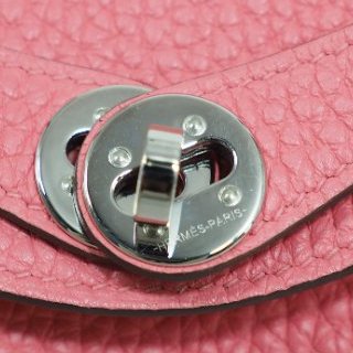 Hermes Mini Lindy 8W 愛馬仕唇膏粉杜鵑粉銀扣 一代 Z刻-31