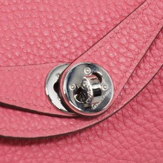 Hermes Mini Lindy 8W 愛馬仕唇膏粉杜鵑粉銀扣 一代 Z刻-32