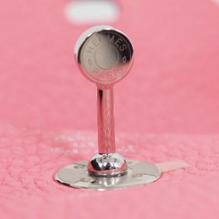 Hermes Mini Lindy 8W 愛馬仕唇膏粉杜鵑粉銀扣 一代 Z刻-35