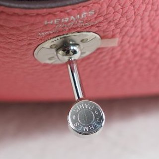 Hermes Mini Lindy 8W 愛馬仕唇膏粉杜鵑粉銀扣 一代 Z刻-36