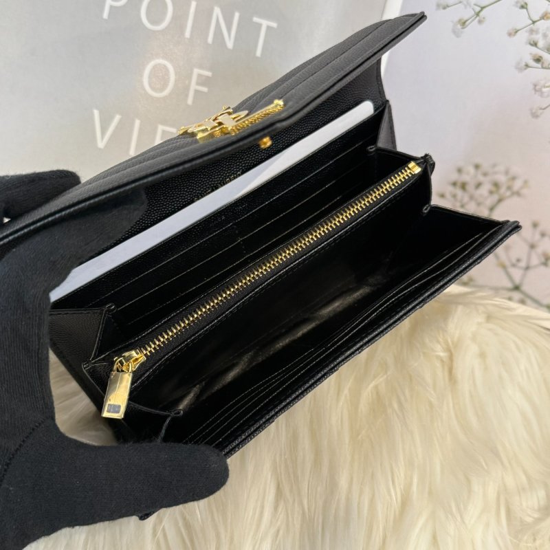 YSL黑金魚子醬信封長夾-7