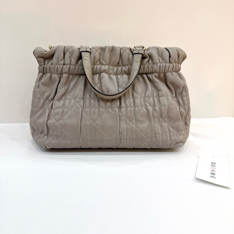 莉亞精品♡ Dior 灰色抓皺小牛皮兩用包 二手-2