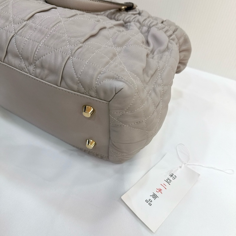 莉亞精品♡ Dior 灰色抓皺小牛皮兩用包 二手-7