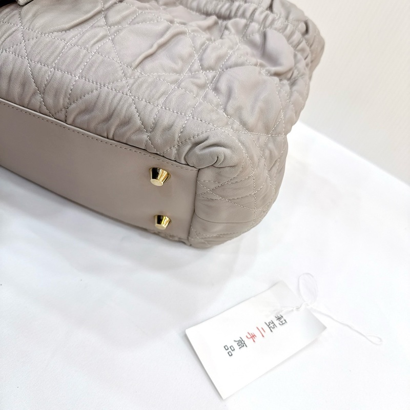 莉亞精品♡ Dior 灰色抓皺小牛皮兩用包 二手-11