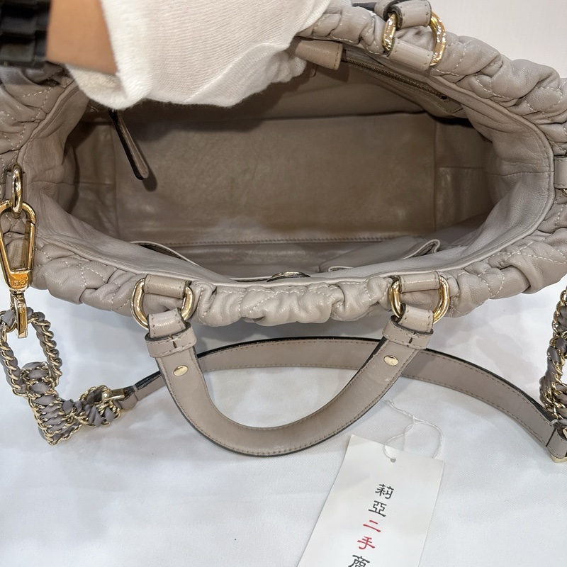 莉亞精品♡ Dior 灰色抓皺小牛皮兩用包 二手-12