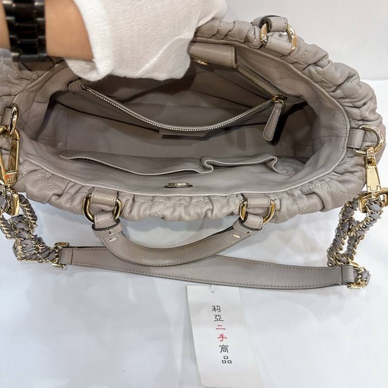 莉亞精品♡ Dior 灰色抓皺小牛皮兩用包 二手-13