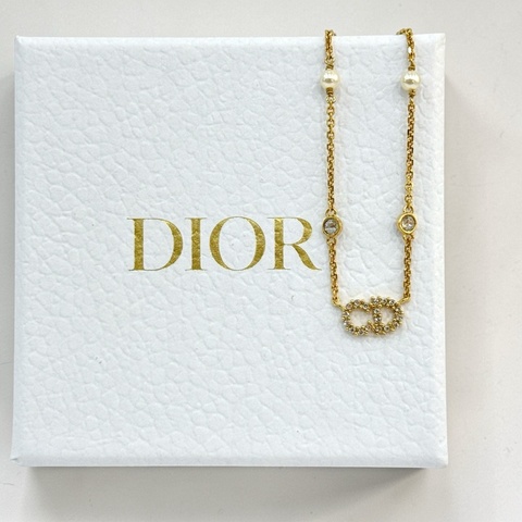 莉亞精品♡ Dior N1033 珍珠水鑽項鍊 二手