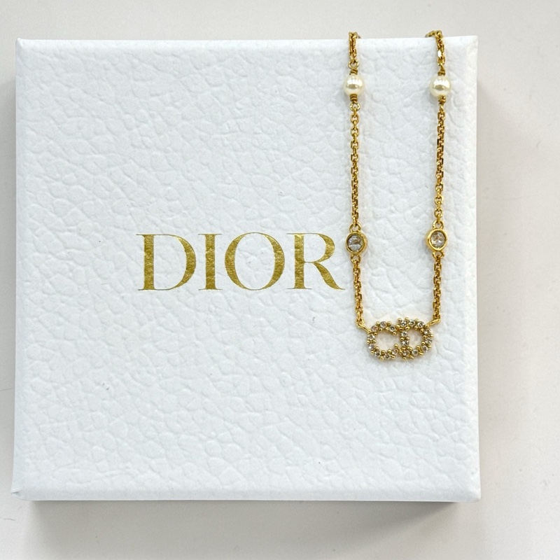 莉亞精品♡ Dior N1033 珍珠水鑽項鍊 二手-0