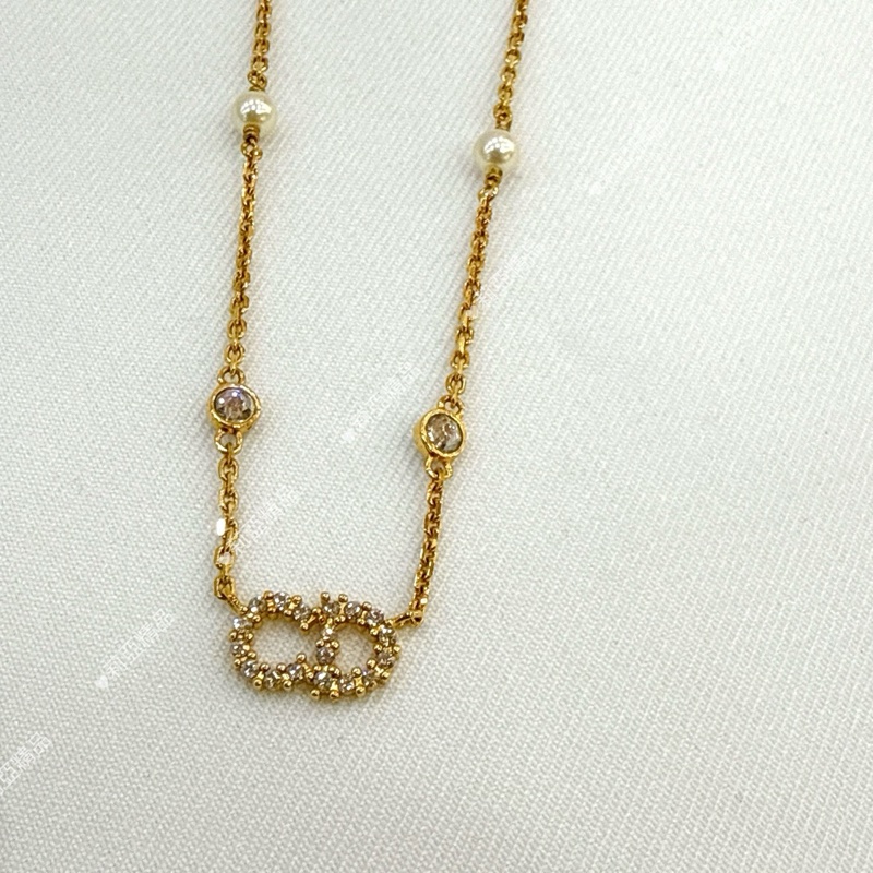 莉亞精品♡ Dior N1033 珍珠水鑽項鍊 二手-1