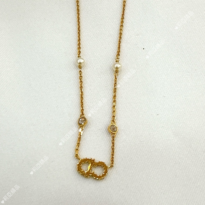 莉亞精品♡ Dior N1033 珍珠水鑽項鍊 二手-2