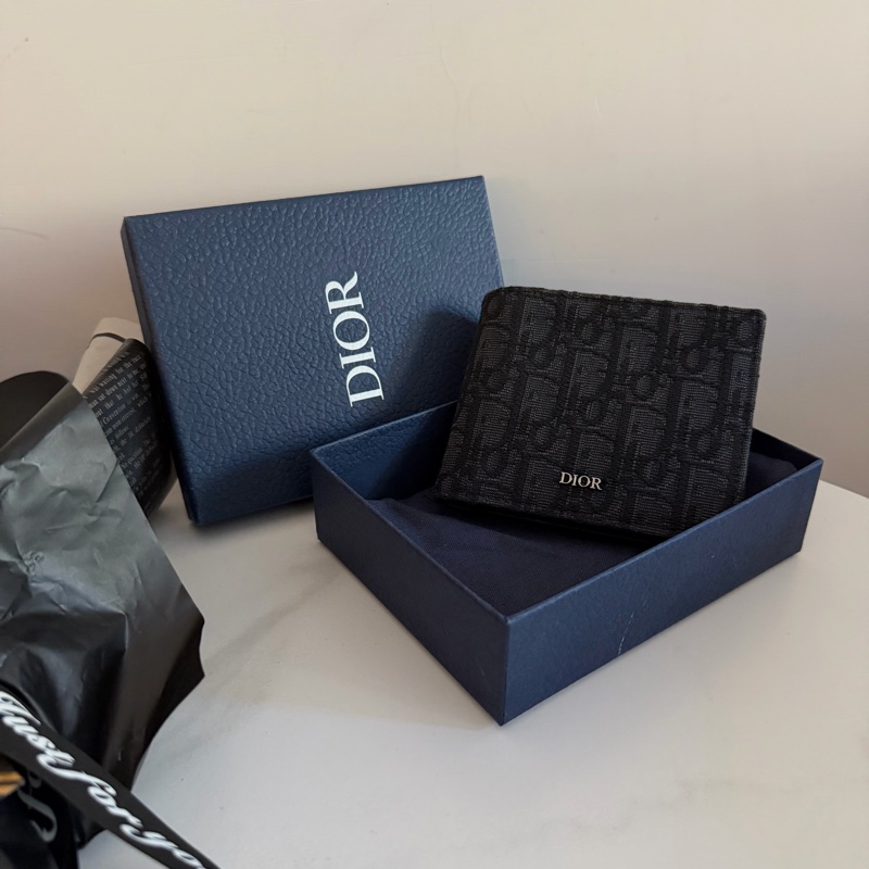 Dior oblique 短夾八卡 黑色-0