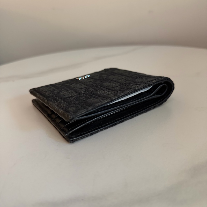 Dior oblique 短夾八卡 黑色-3