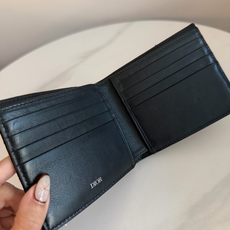 Dior oblique 短夾八卡 黑色-5