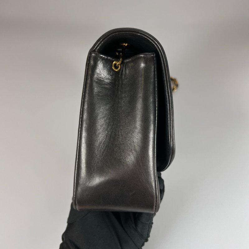 CHANEL  黛妃包25 羊皮黑金 3開-2