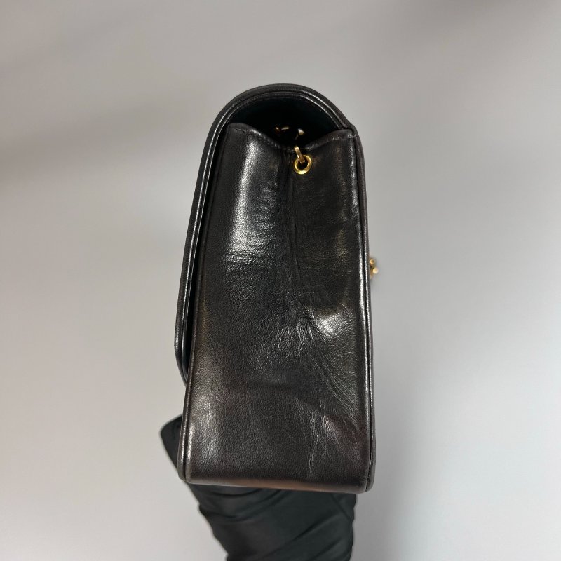 CHANEL  黛妃包25 羊皮黑金 3開-3