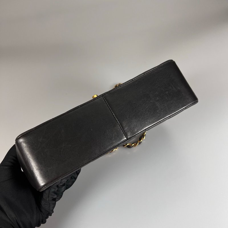 CHANEL  黛妃包25 羊皮黑金 3開-4