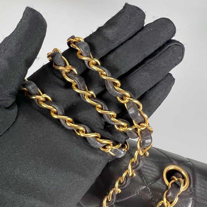 CHANEL  黛妃包25 羊皮黑金 3開-7