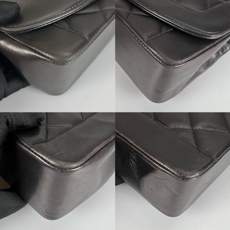 CHANEL  黛妃包25 羊皮黑金 3開-8