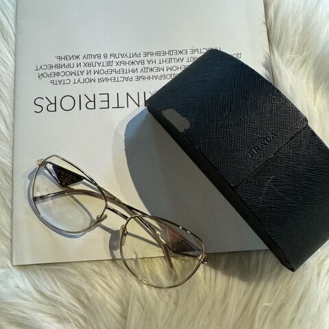 Prada 淺黃色造型眼鏡 墨鏡