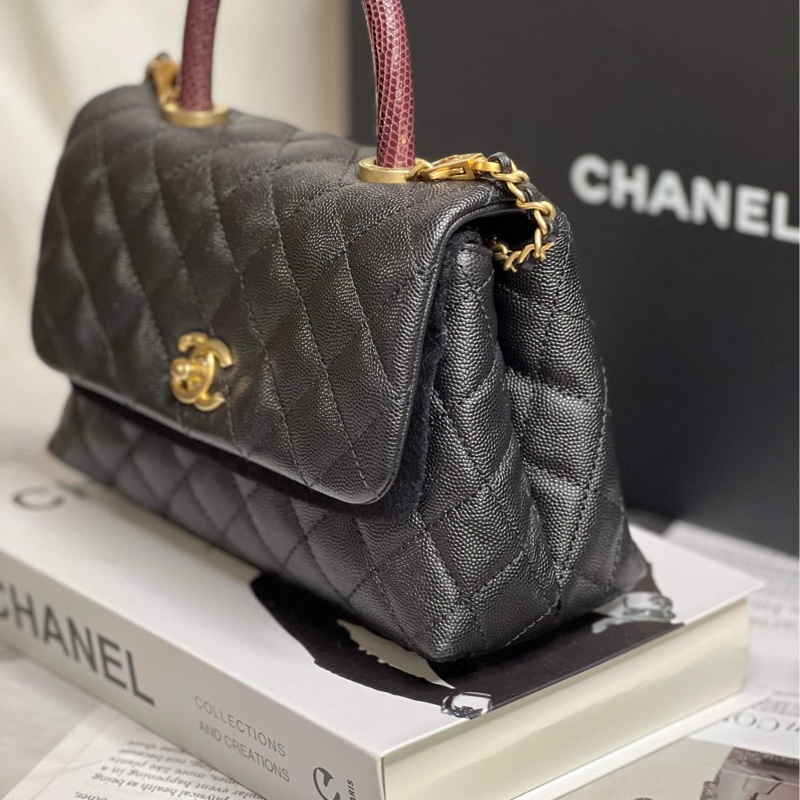 香奈兒(Chanel)Coco Handle蜥蜴皮24黃金尺寸-2