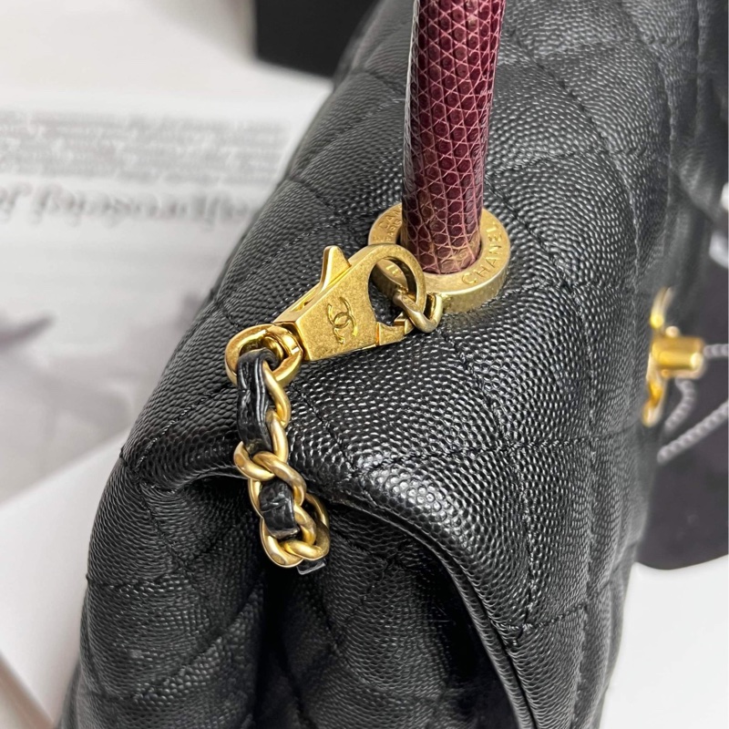 香奈兒(Chanel)Coco Handle蜥蜴皮24黃金尺寸-5