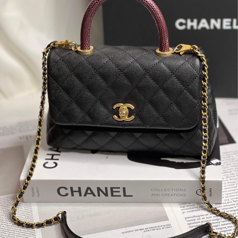 香奈兒(Chanel)Coco Handle蜥蜴皮24黃金尺寸-10