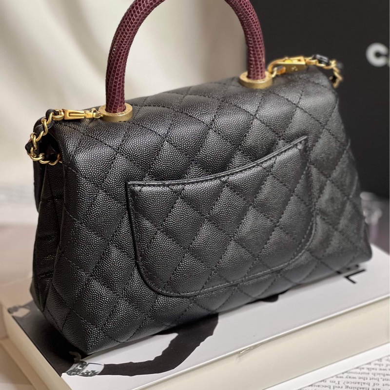 香奈兒(Chanel)Coco Handle蜥蜴皮24黃金尺寸-11